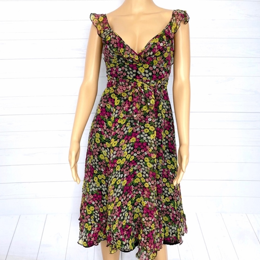 Mango Silk Ruffle Dress
